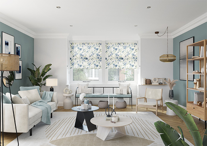 Watercolour Floral, Misty Blue - Twist&Fit Roller Blind - Image 8